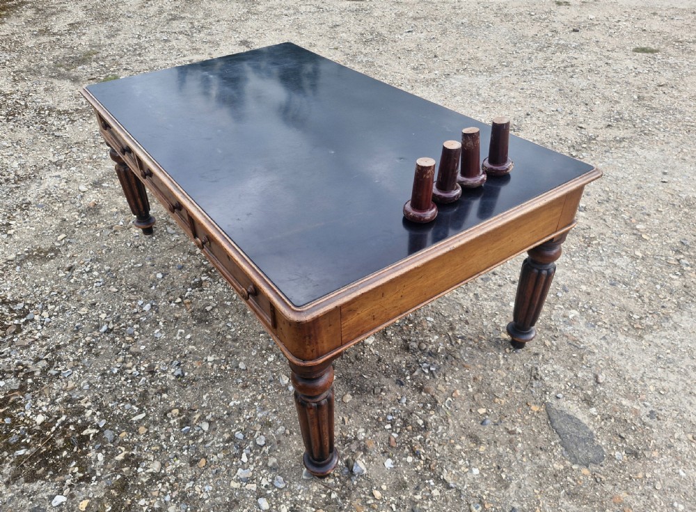 19th century mahogany 6 drawer partners writing table.  View III