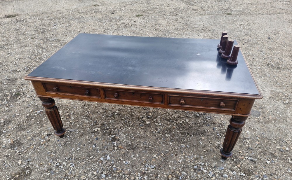 19th century mahogany 6 drawer partners writing table.  View V