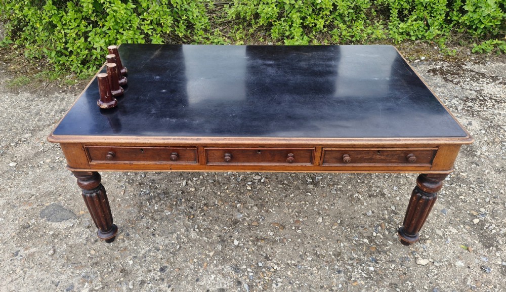 19th century mahogany 6 drawer partners writing table.  View VI