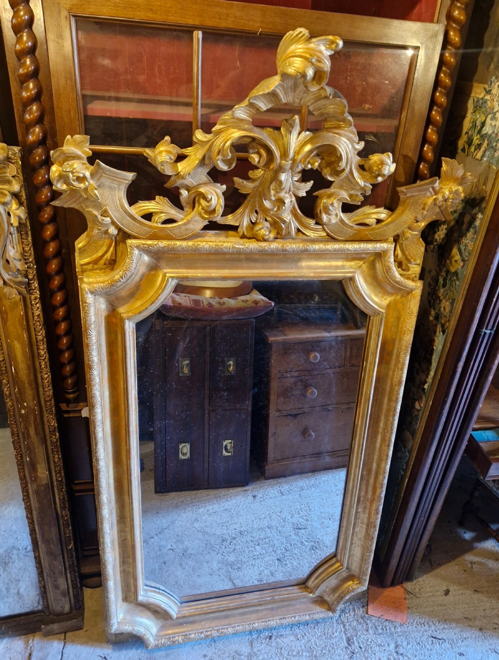 Large carved gilt wood hall mirror  View III