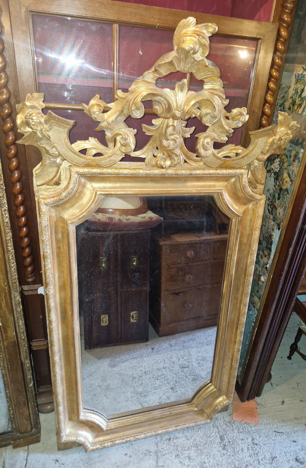 Large carved gilt wood hall mirror  View IV
