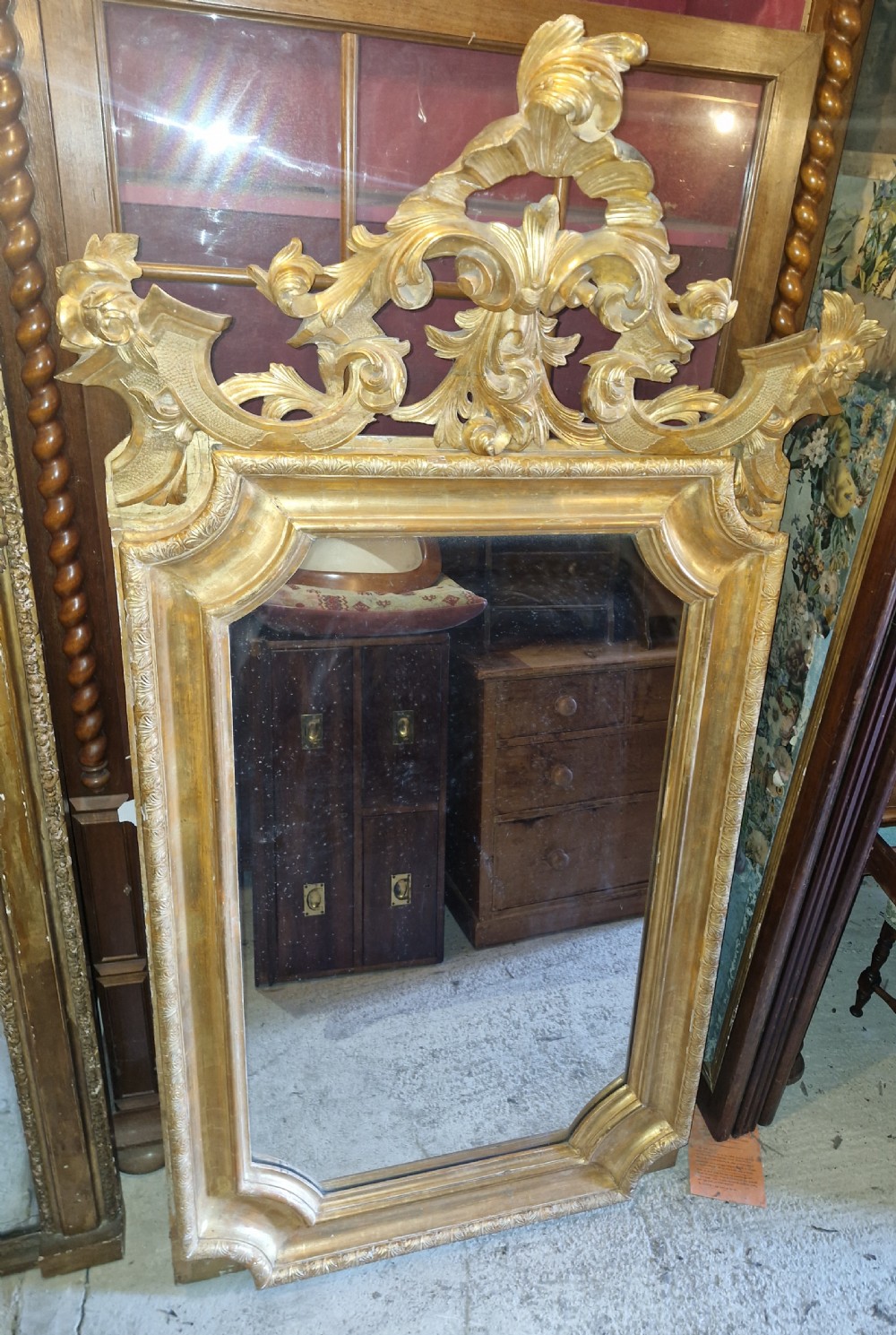 Large carved gilt wood hall mirror  View V