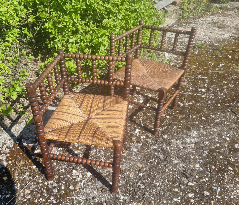 Pair of Bobbin framed corner chairs.  View II