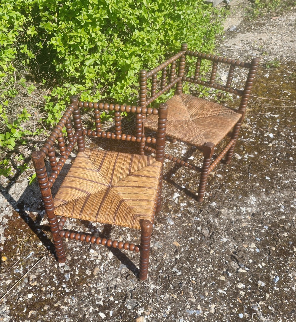 Pair of Bobbin framed corner chairs.  View III