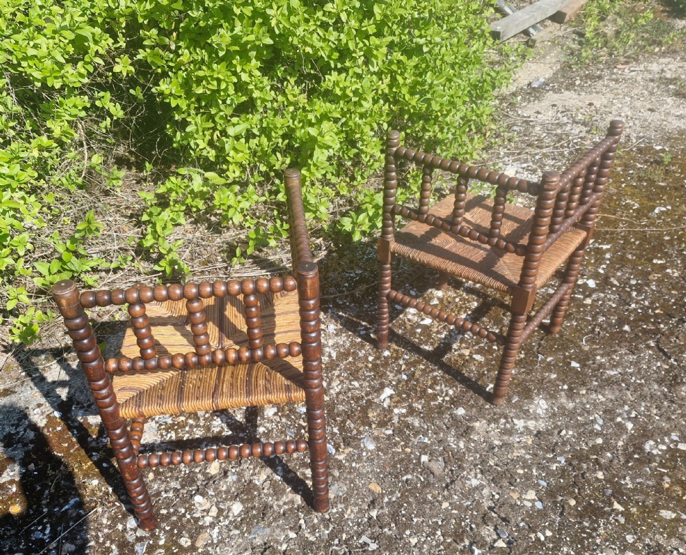 Pair of Bobbin framed corner chairs.  View IV