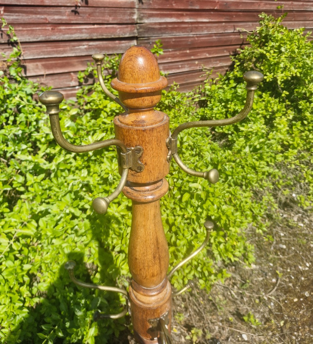 Early Victorian oak hat and coat stand.  View V
