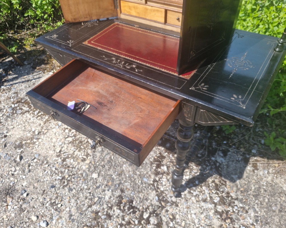 Victorian ebonised writing table.  View V