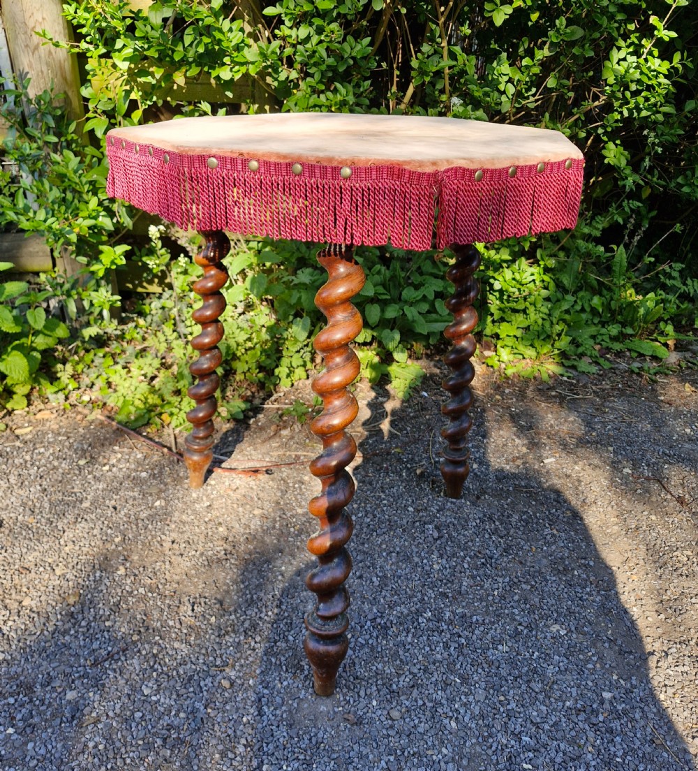 Mid Victorian Gypsy table on good barley twist walnut legs.