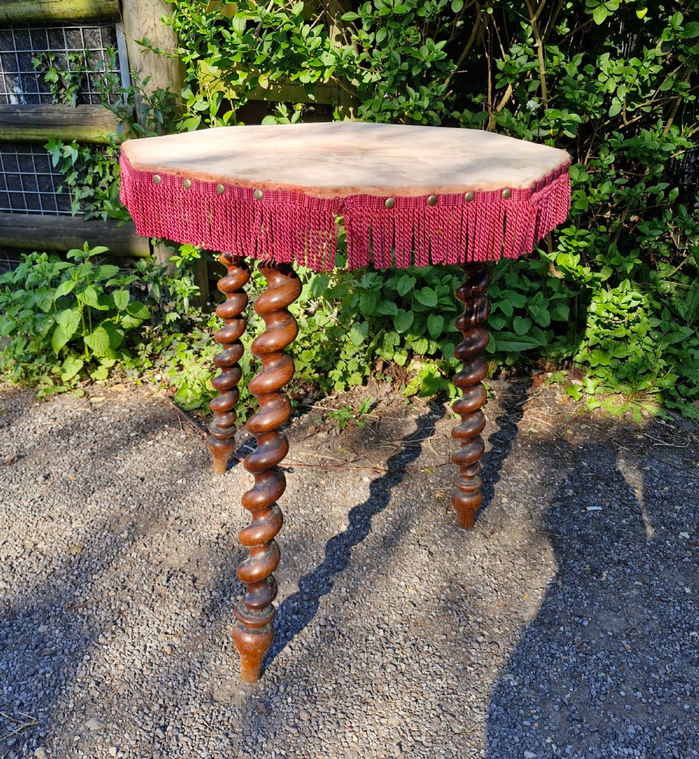 Mid Victorian Gypsy table on good barley twist walnut legs. View III