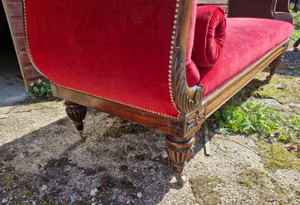 Regency simulated rosewood chaise longue. 
 View V