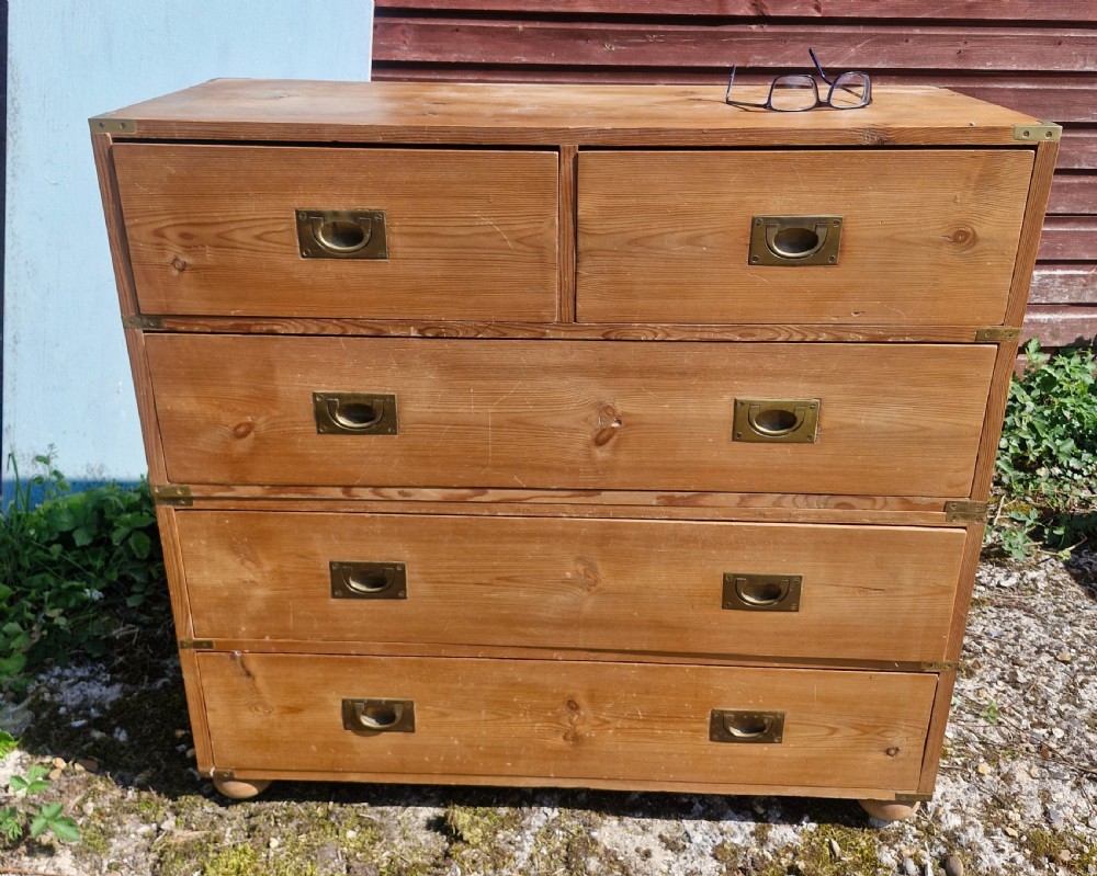 Pine 2 part campaign chest of drawers. 