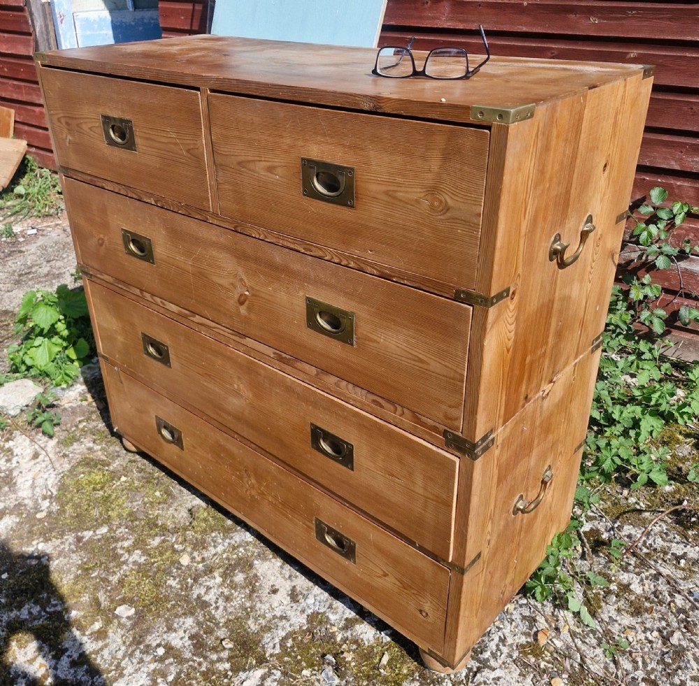Pine 2 part campaign chest of drawers.  View III
