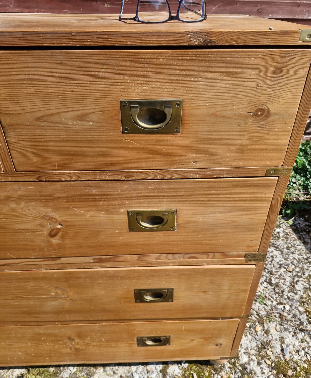 Pine 2 part campaign chest of drawers.  View IV