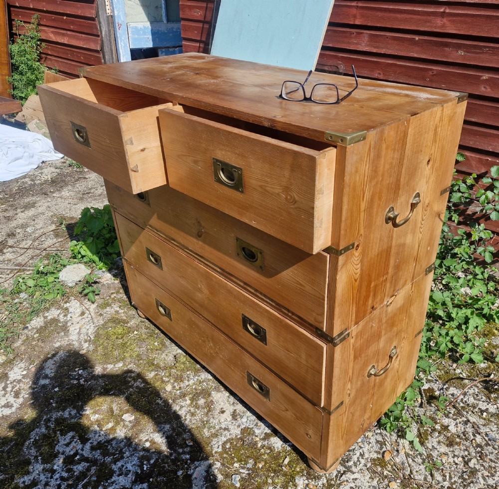 Pine 2 part campaign chest of drawers.  View VI