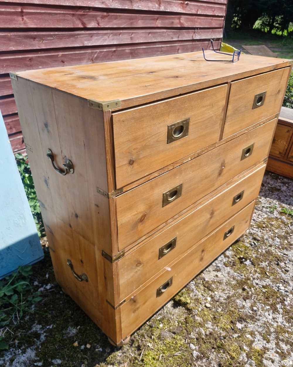 Pine 2 part campaign chest of drawers.  View VII