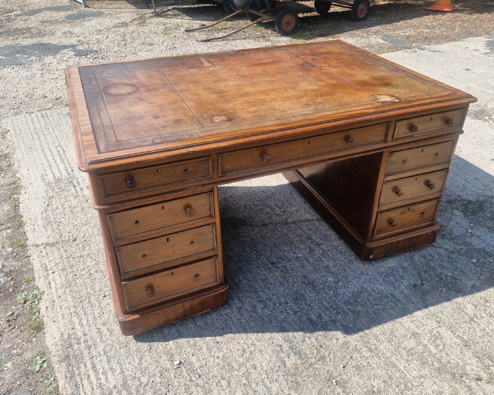 Victorian mahogany double pedestal partners writing desk  View XII