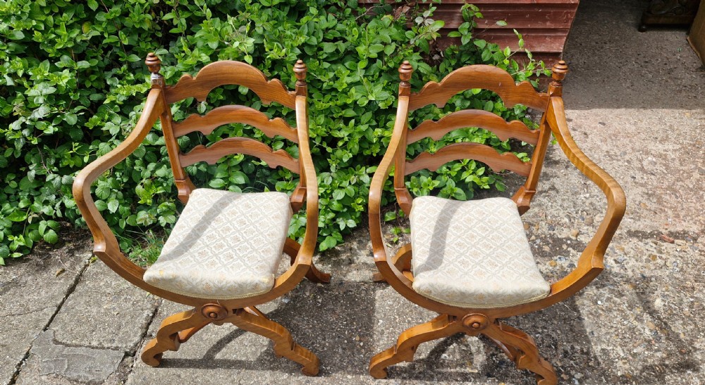 Pair of Victorian armchairs after a Gillows design, makers name. View VII