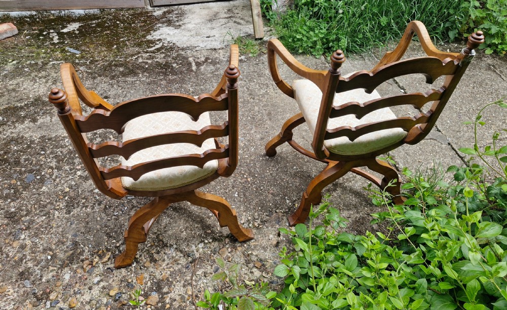 Pair of Victorian armchairs after a Gillows design, makers name. View VIII