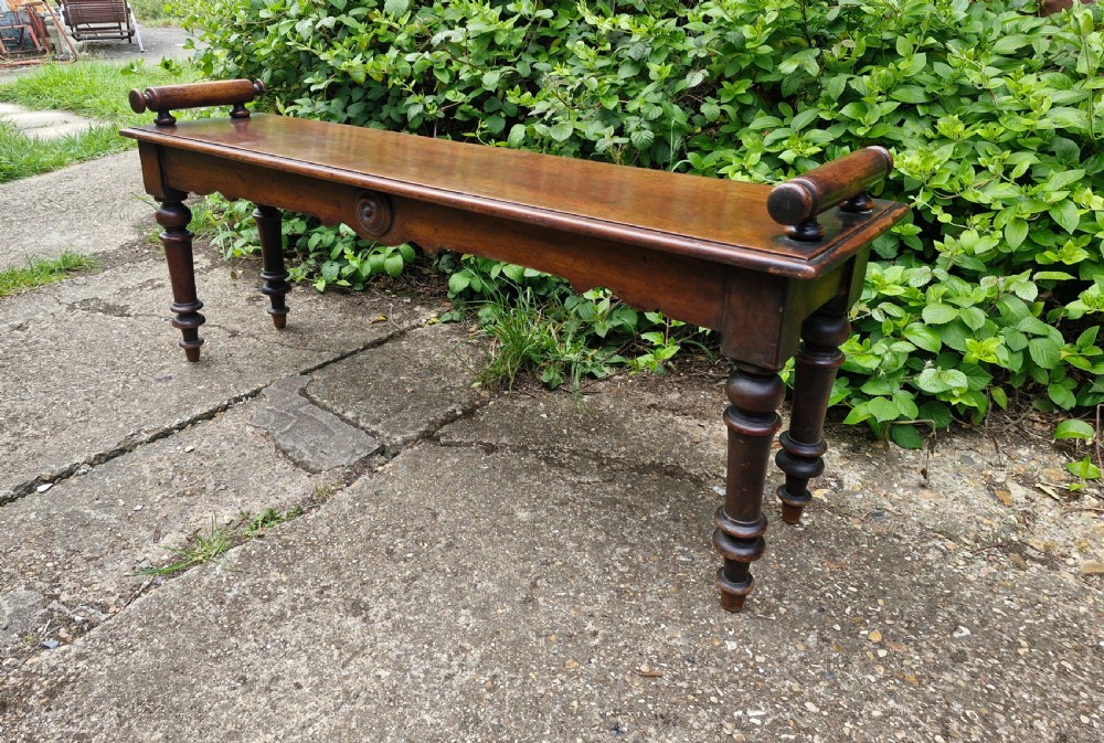 Mid 19th century mahogany hall bench. 