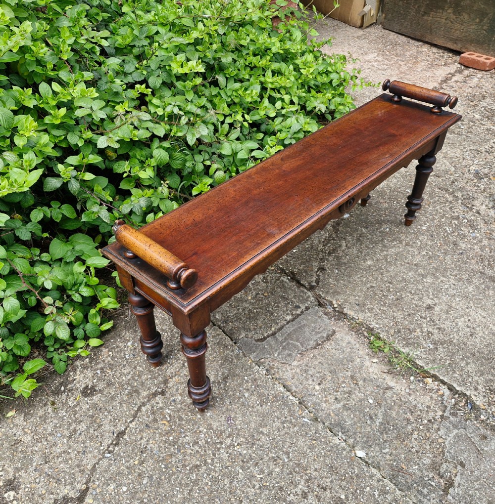 Mid 19th century mahogany hall bench.  View IV