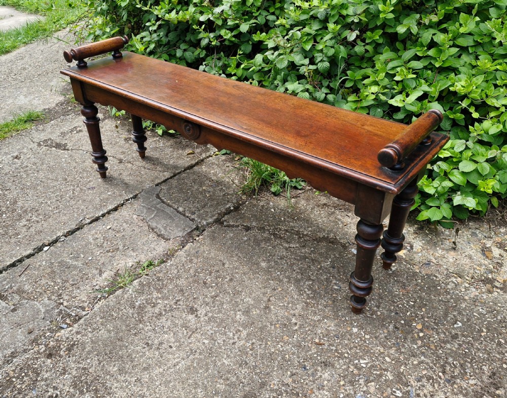 Mid 19th century mahogany hall bench.  View VI