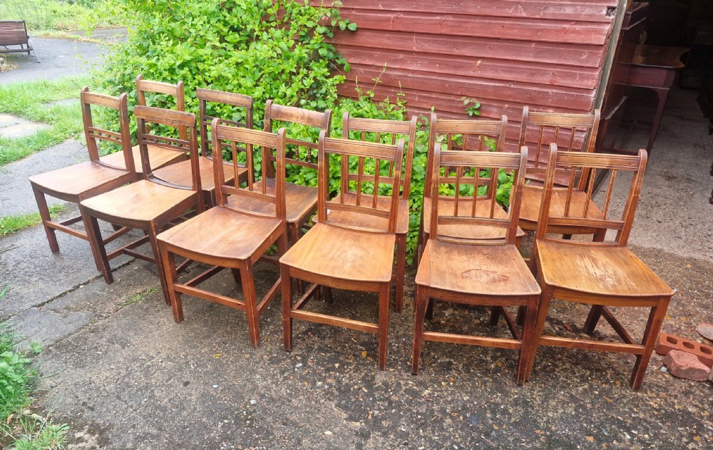 Matched set of 12 Victorian Suffolk kitchen chairs. 