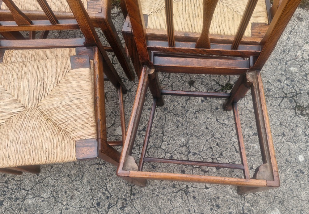 Set of 8 East Anglian rush seat dining chairs.  View IV