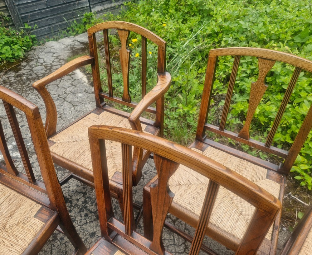Set of 8 East Anglian rush seat dining chairs.  View VIII