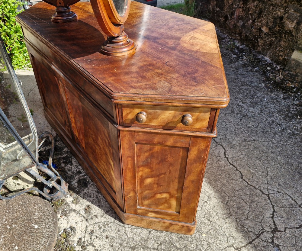 Highly unusual Victorian satinbirch double dressing table with makers stamp.  View VI