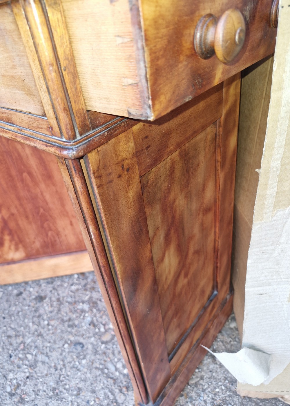 Highly unusual Victorian satinbirch double dressing table with makers stamp.  View XVI