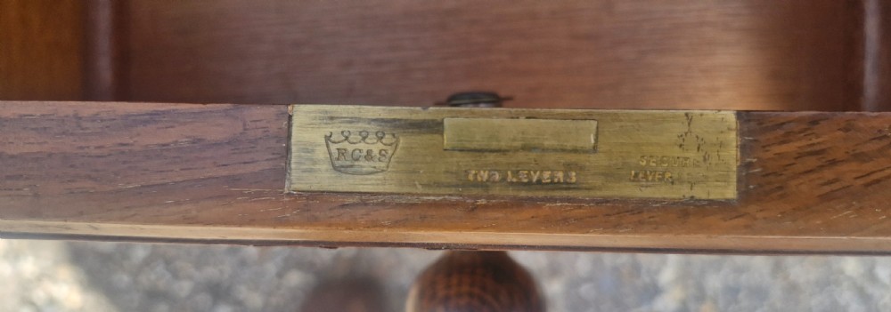 Walnut kneehole pedestal writing desk by Heals. View VII