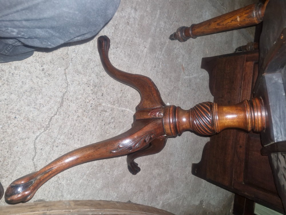 Painted top mahogany tripod pedestal table  View IV