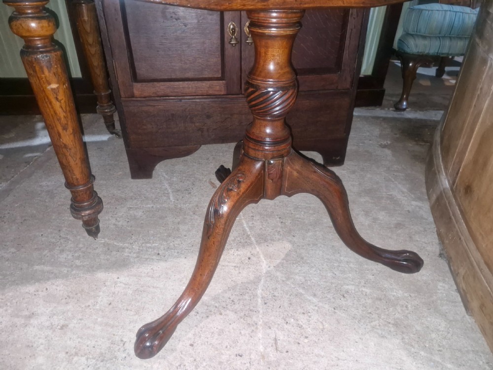 Painted top mahogany tripod pedestal table  View V