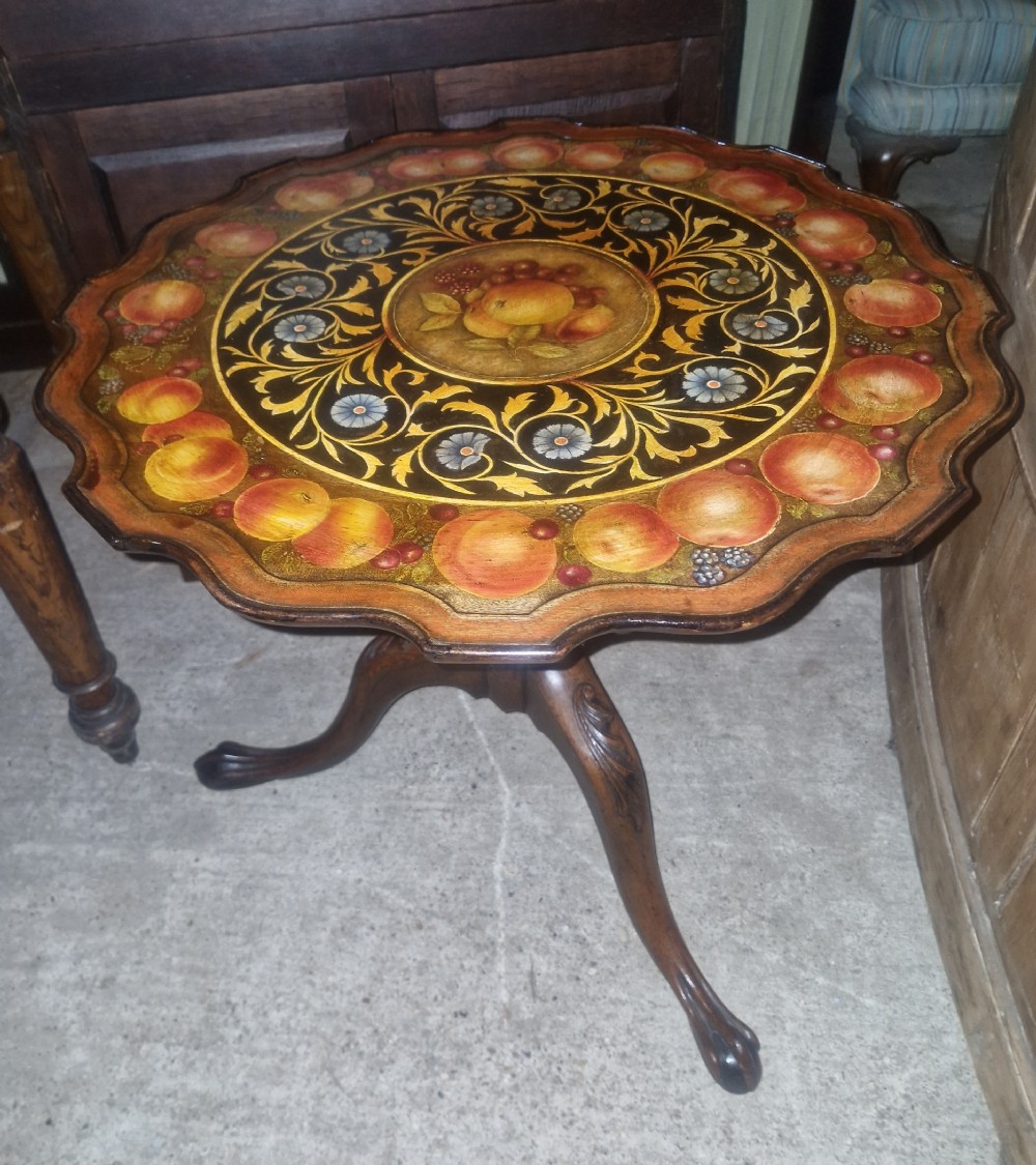 Painted top mahogany tripod pedestal table 