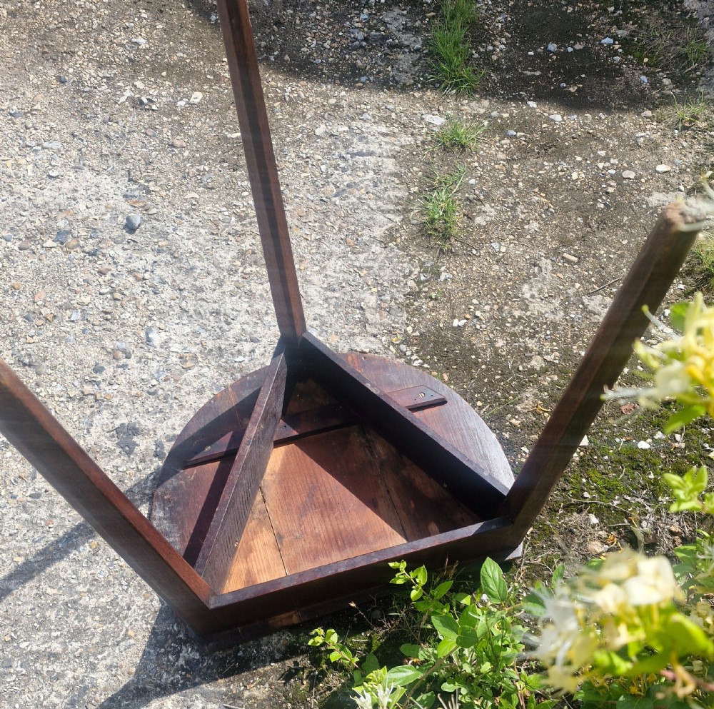 Early 19th century elm and oak cricket table.  View IV