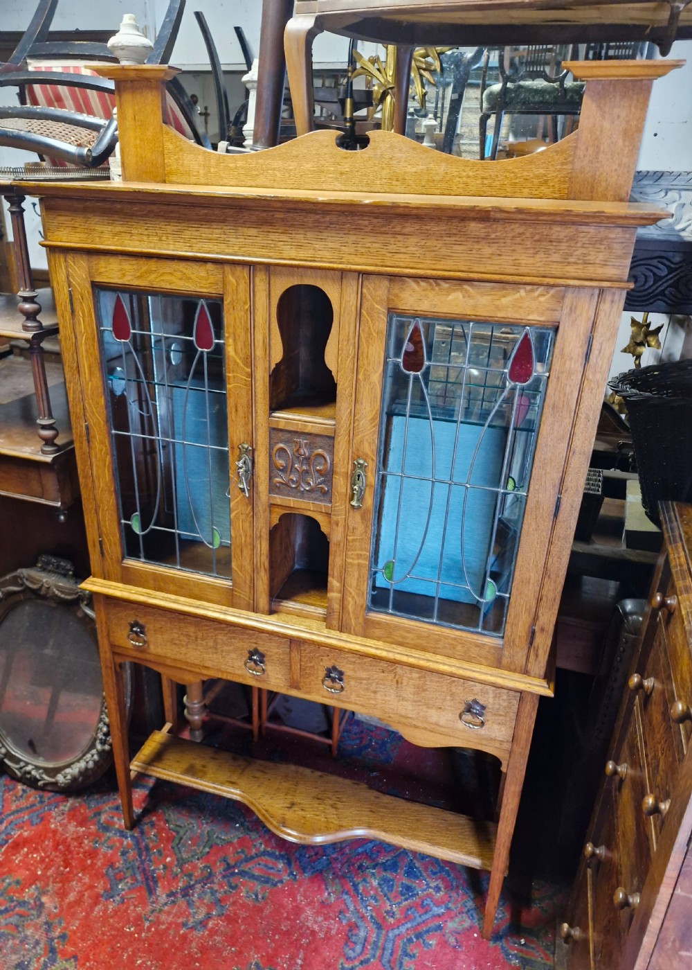 Light oak Arts and Crafts side cabinet.  View II