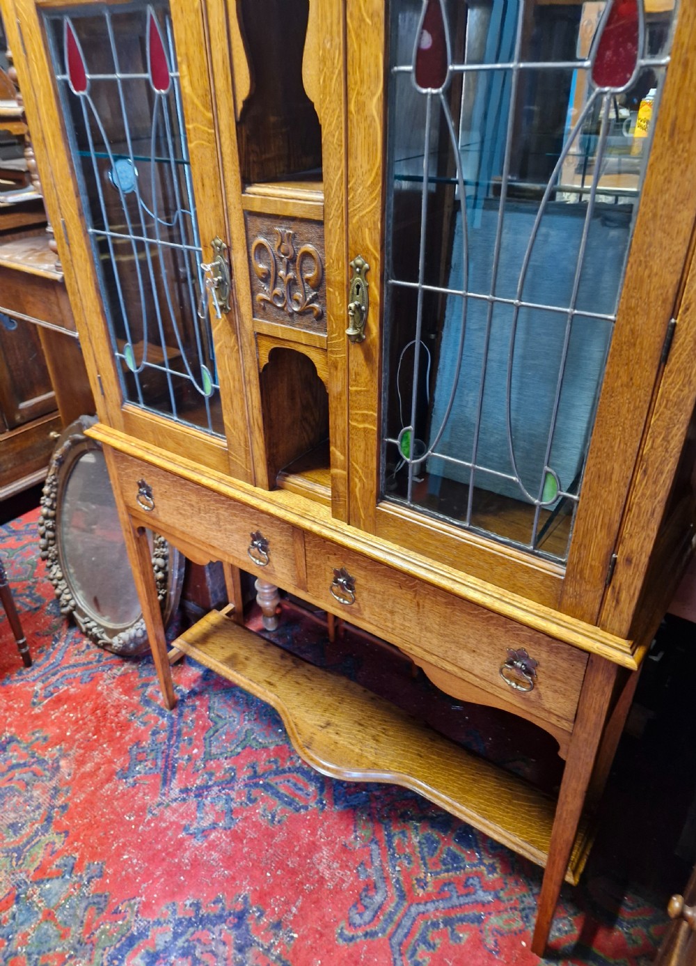 Light oak Arts and Crafts side cabinet.  View III