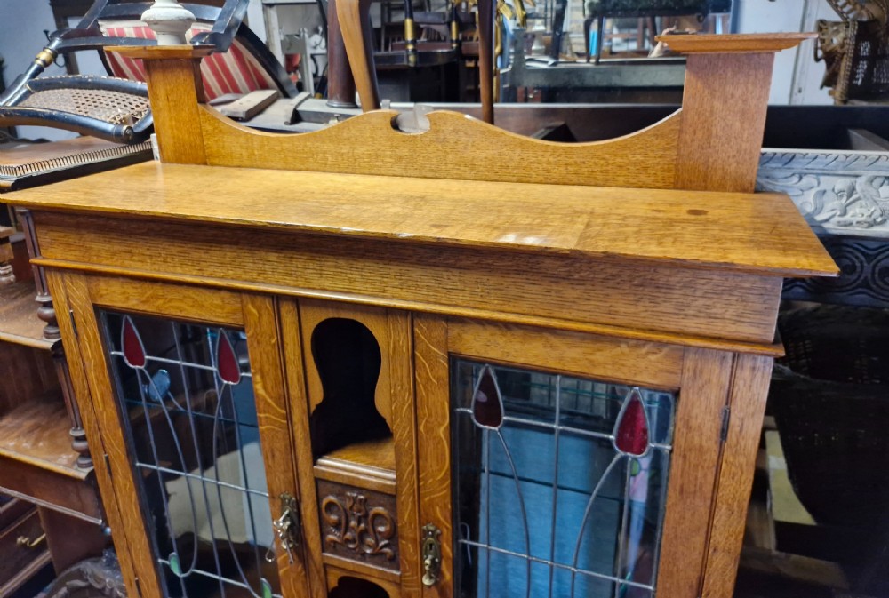 Light oak Arts and Crafts side cabinet.  View IV