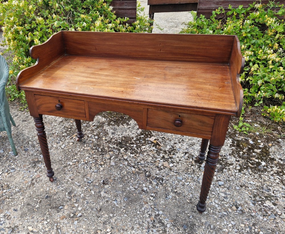 19th century mahogany 2 drawer writing table. 