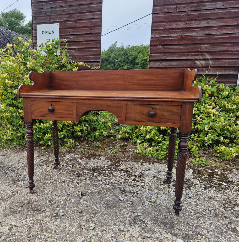 19th century mahogany 2 drawer writing table.  View II