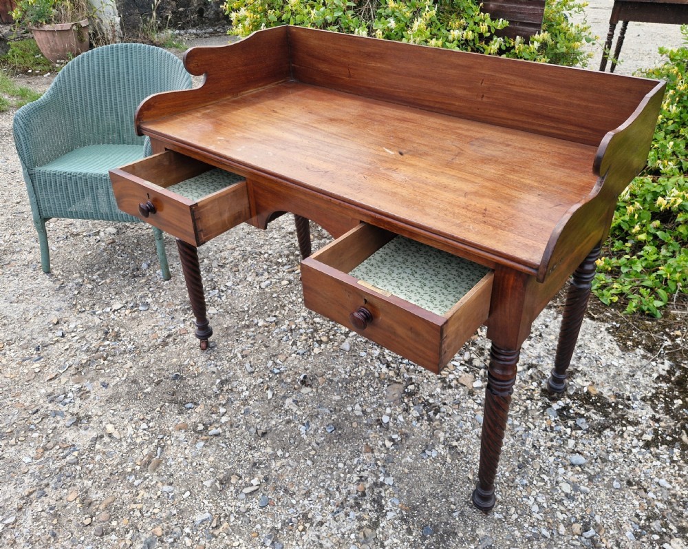 19th century mahogany 2 drawer writing table.  View III