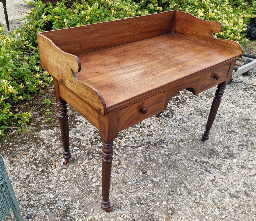 19th century mahogany 2 drawer writing table.  View IV