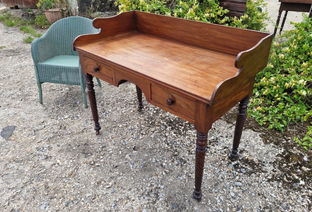 19th century mahogany 2 drawer writing table.  View V