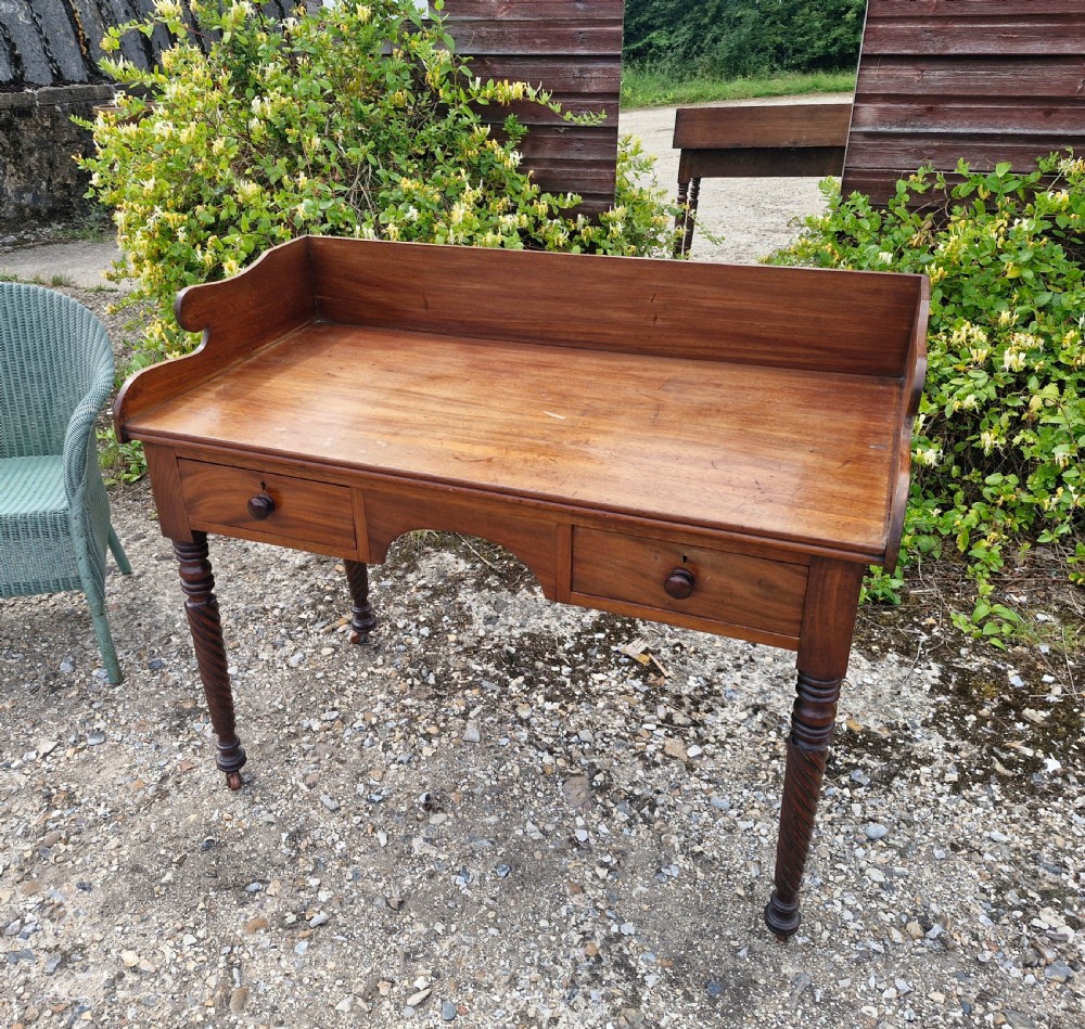 19th century mahogany 2 drawer writing table.  View VI