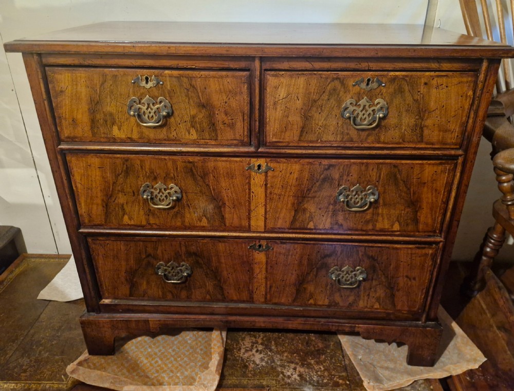 Small antique walnut chest of drawers. 