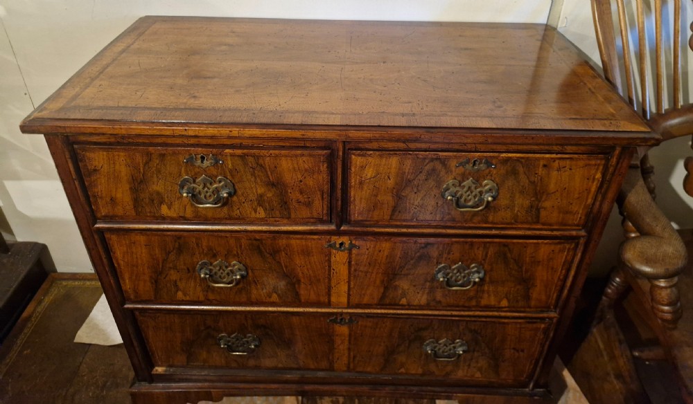 Small antique walnut chest of drawers.  View X