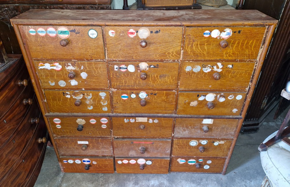 Bank of late Victorian drawers. 