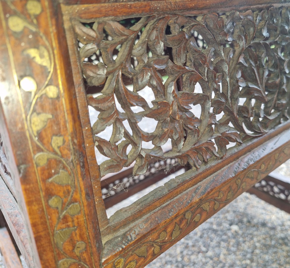  Good sized carved and inlaid Anglo Indian Hoshiarpur table View XIV