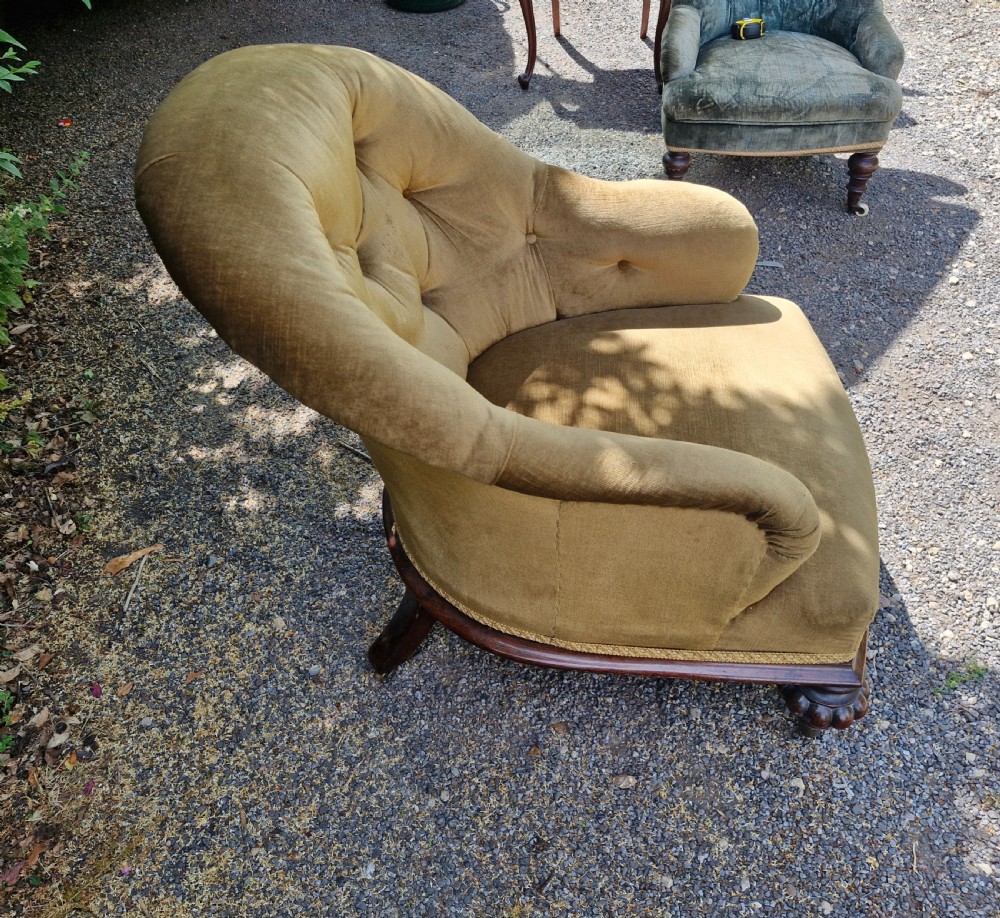 Good rosewood framed deep upholstered armchair.  View II
