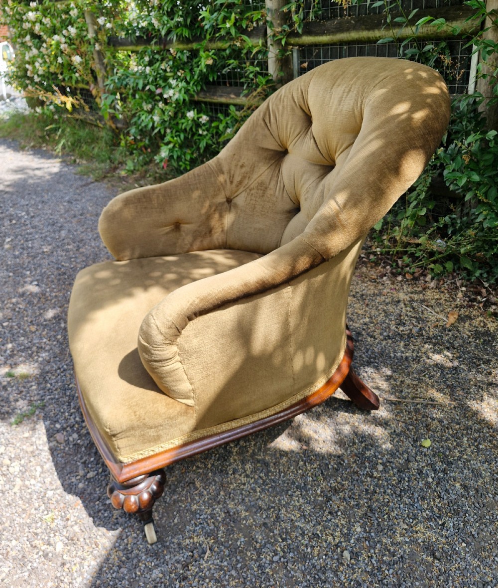 Good rosewood framed deep upholstered armchair.  View VII
